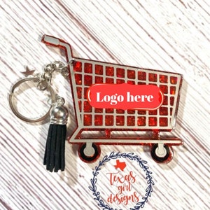 Grocery Store shopping cart keychain, add your logo. Customer for you