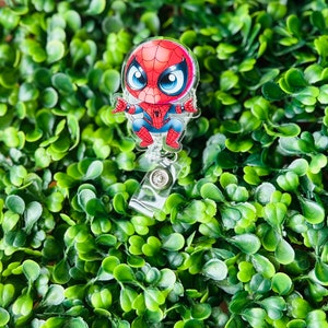 Spider-Man Badge Reel: Glittered Retractable Alligator Clip