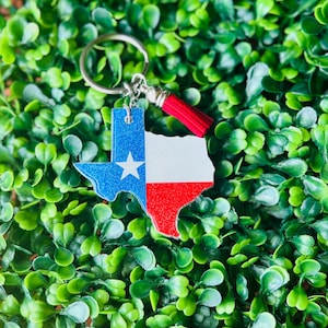 Texas Keychain: Glitter Resin State Souvenir