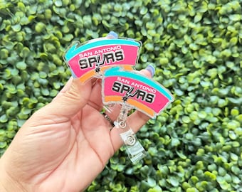 Bobine d'insigne de basket-ball Spurs : accessoire scintillant pour infirmière
