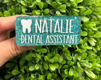 Custom Glitter Name Tag: Personalized Resin Badge