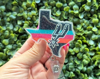 Spurs basketball Badge Reel: Glitter Nurse Accessory