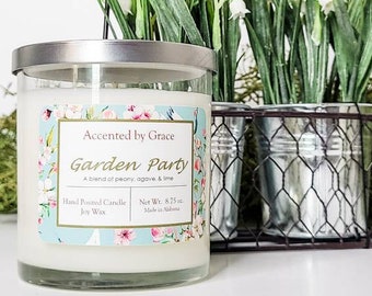 Garden Party Hand Poured Soy Blend Candle, 8.75oz, Medium Size Candle, Tangy Scent, Fruit Scent, Birthday Gift, Gift, Mothers Day Gift