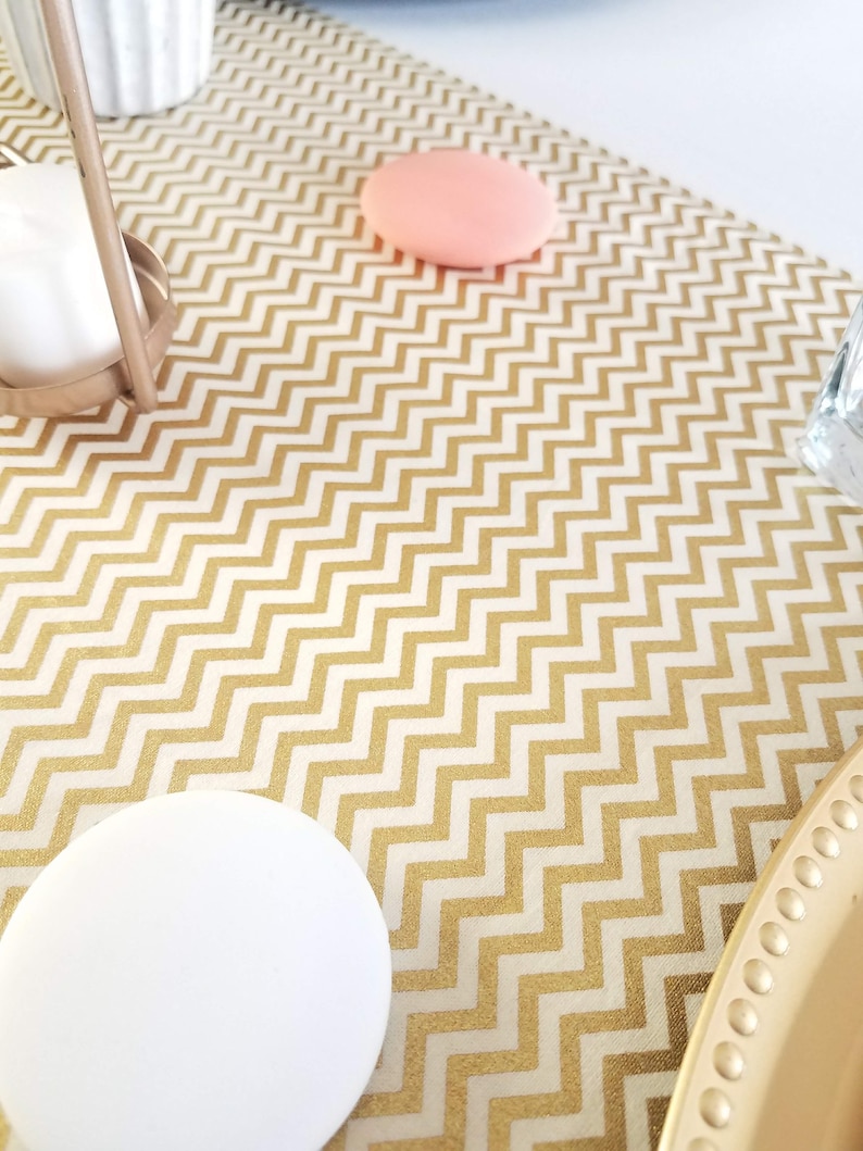Gold Chevron Table Runner 4to6 Seater Table Fits Rectangle Square Round Tables Summer Spring Baby Shower Reversible Christmas