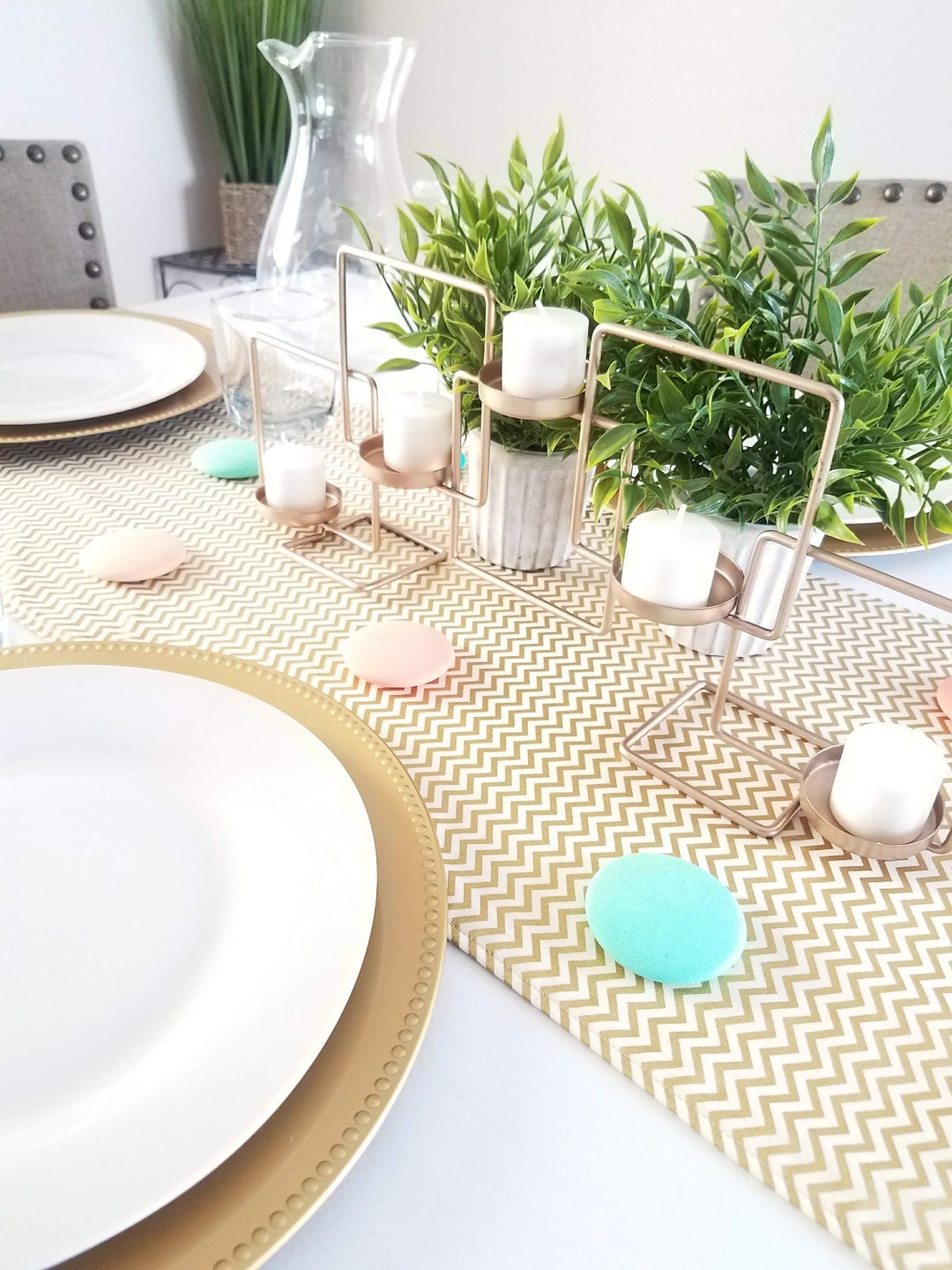 Gold Chevron Table Runner 4to6 Seater Table Fits Rectangle - Etsy