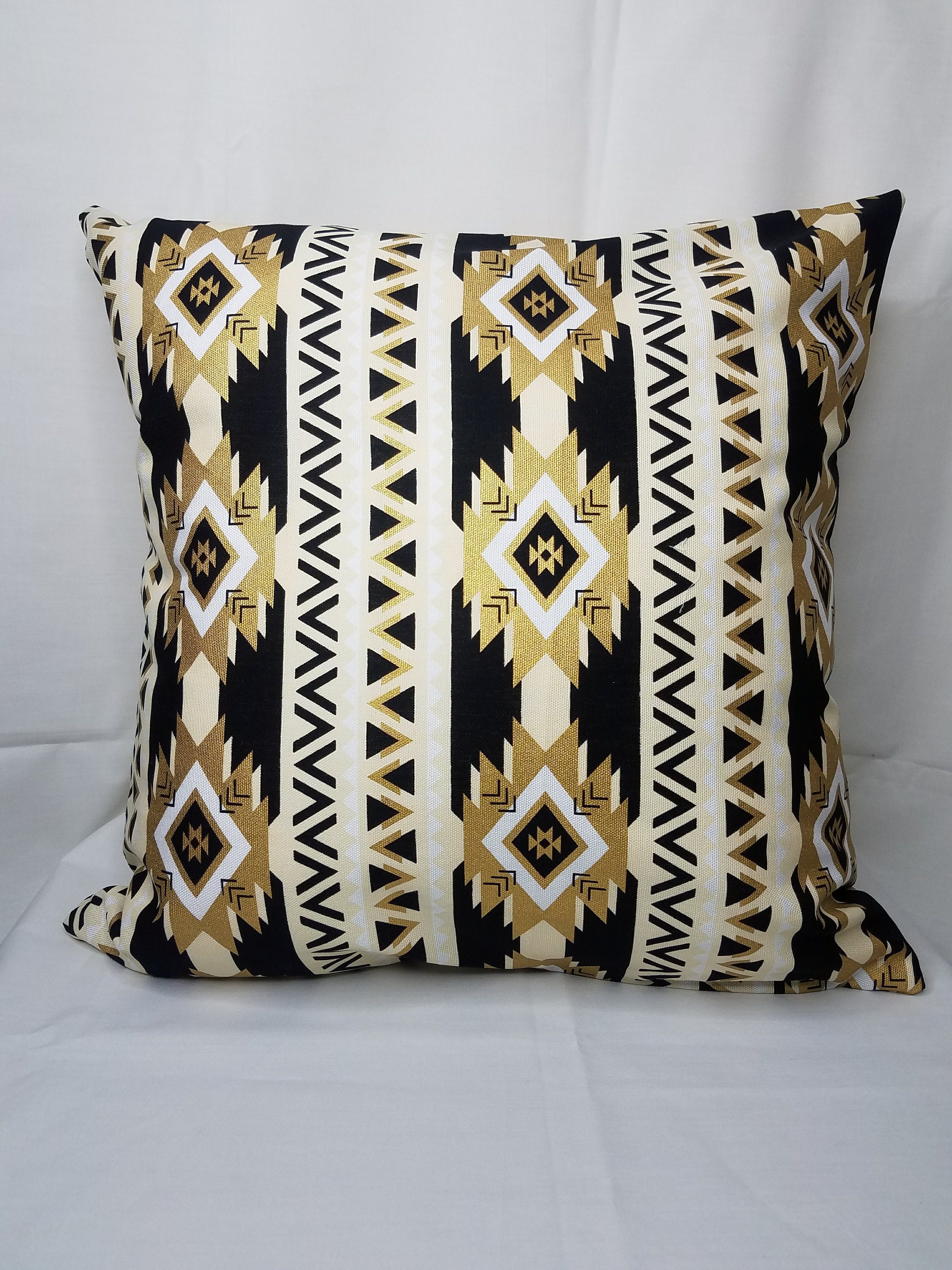 Couverture Noire et Métallique d'oreiller d'impression d'or, Couverture 18x18, Oreiller Décoratif, d