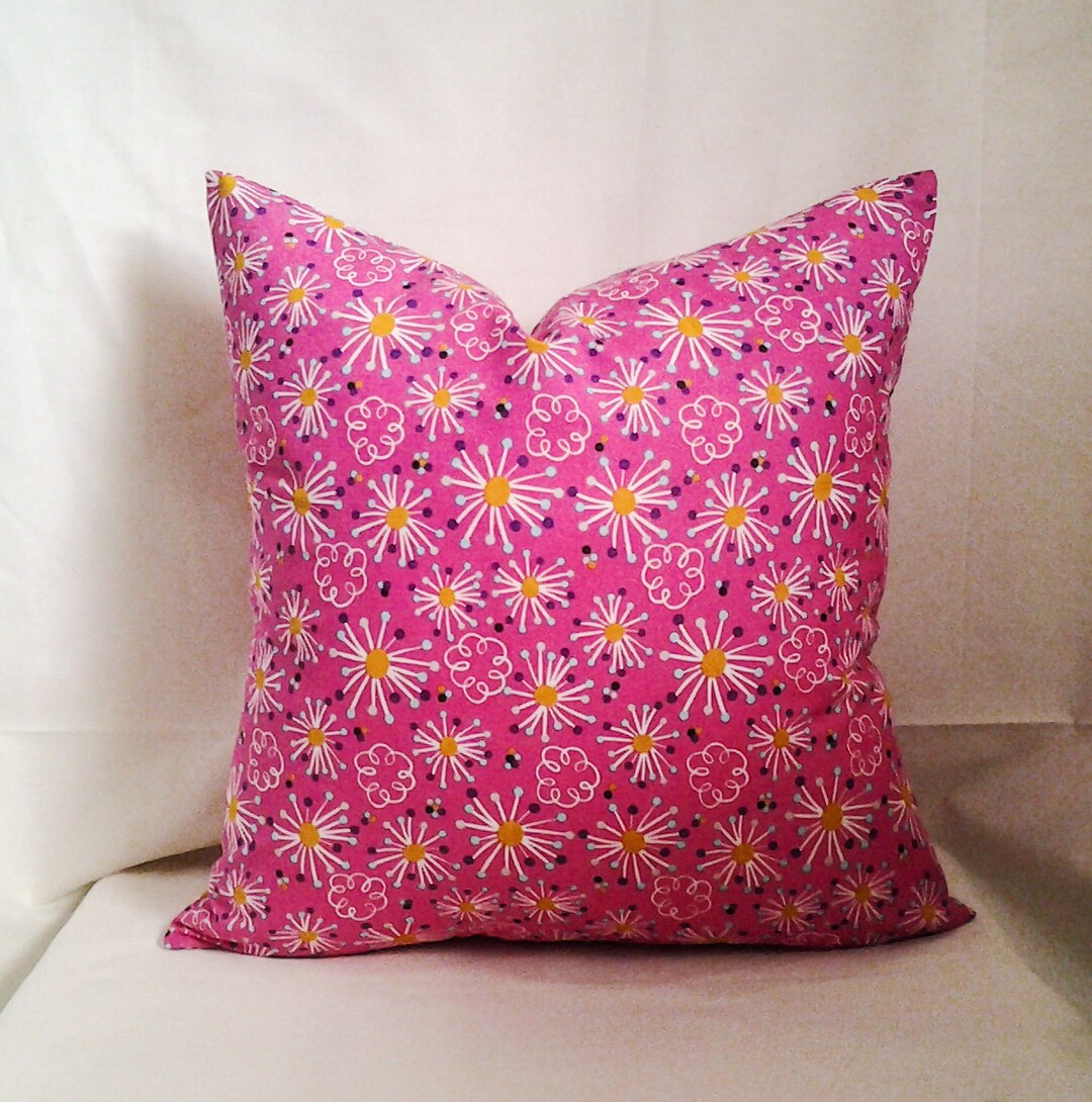 Pink Starburst Pillow Cover, 18x18 Pillow Cover, Decorative Pillow