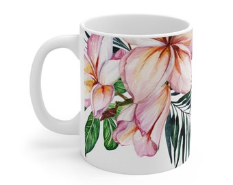 Pink and Green Floral Print Mug 11oz