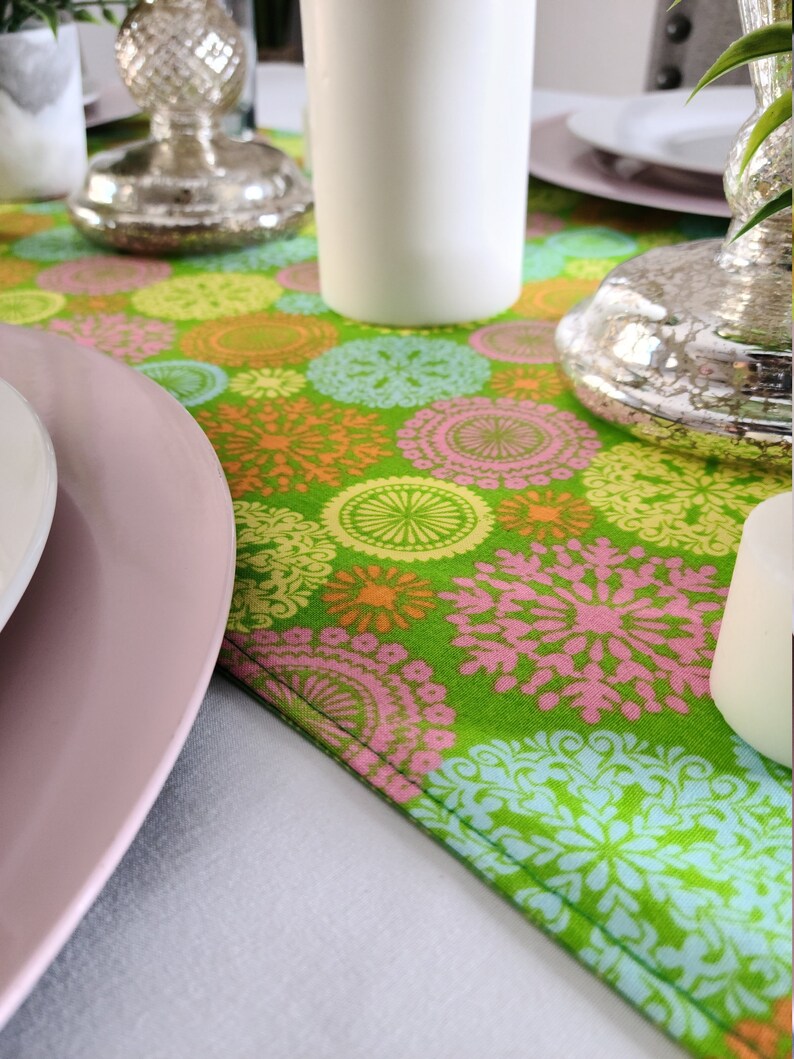 MultiColored Circles Table Runner Reversible 4to6 Seater Etsy