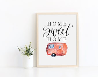 Vintage Camper /"Home Sweet Home/" Wall Art