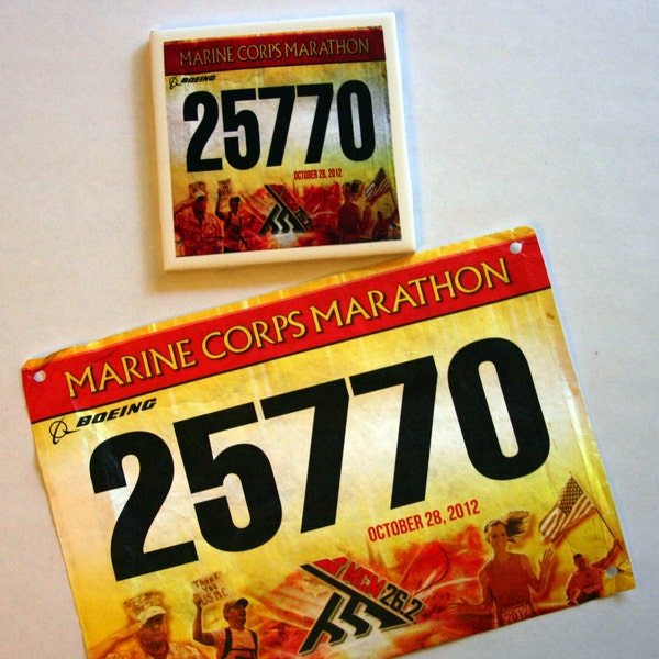 Mini Race Bib Set of 4 Handmade Coasters