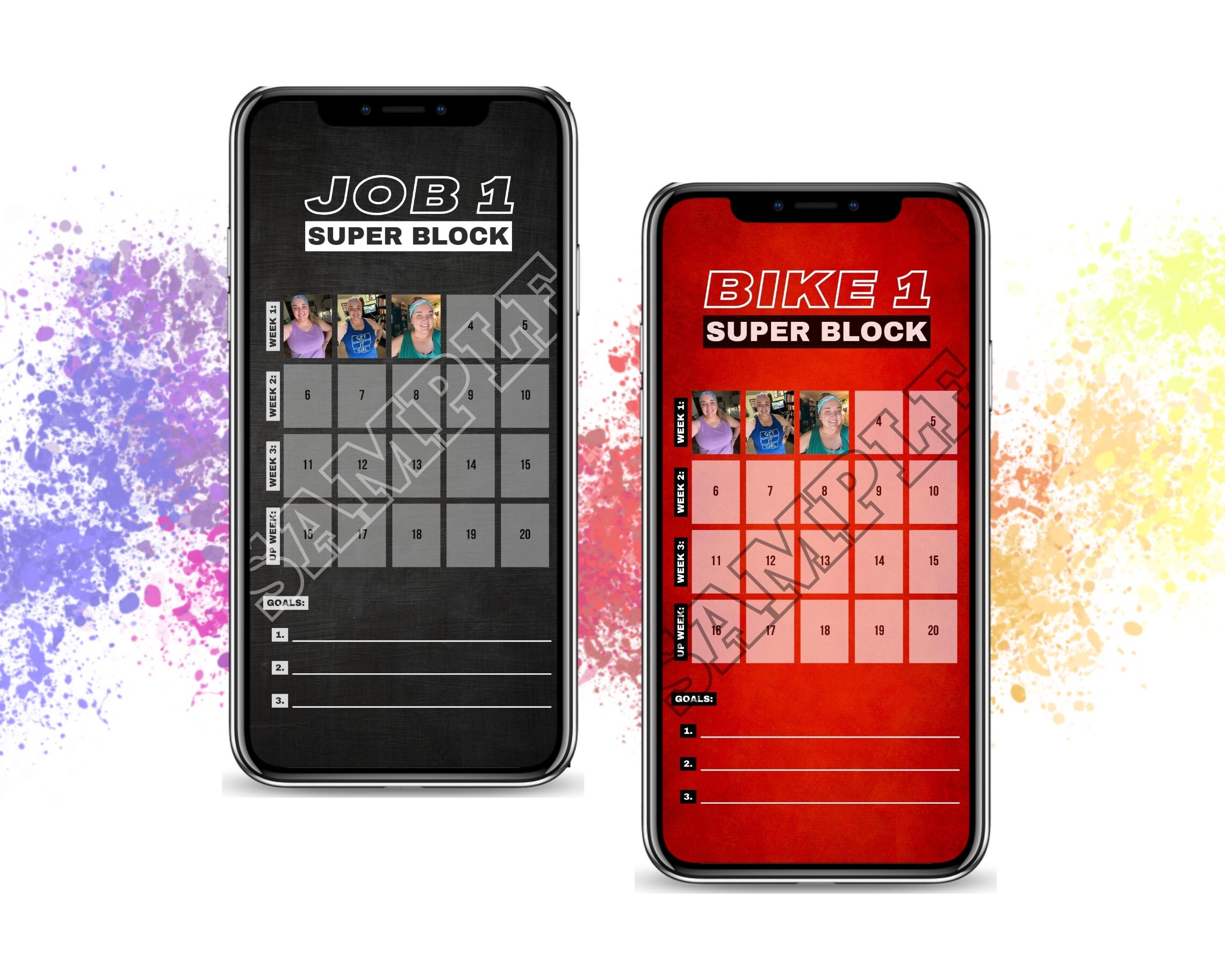 Job1 + Bike1 Super Block Sweaty Selfie Tracker | BODi Tracker | Social Media Tracker | IG Stories | IG Template
