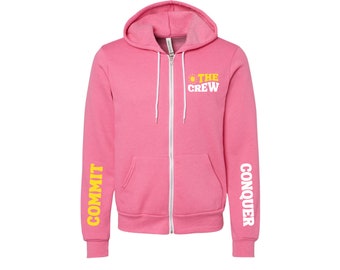 Commit + Conquer Crew | Full Zip Hooded Sweatshirt with Sleeve Decals | Summer 2023