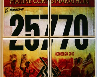 Custom Race Bib Tile Coasters (Set of 4)