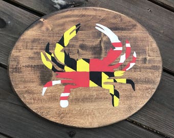 Hand Painted Maryland Flag Crab Bar Sign