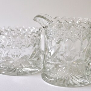 Pattern Glass Sugar and Creamer