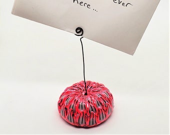 Handmade Polymer Clay and Wire Photo Holder; Note Holder; Memo Holder; Desk Reminder Holder; Note Stand; Photo Stand; Note Clip; Photo Clip