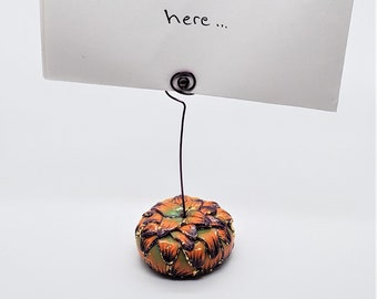 Handmade Polymer Clay and Wire Photo Holder; Note Holder; Memo Holder; Desk Reminder Holder; Note Stand; Photo Stand; Note Clip; Photo Clip