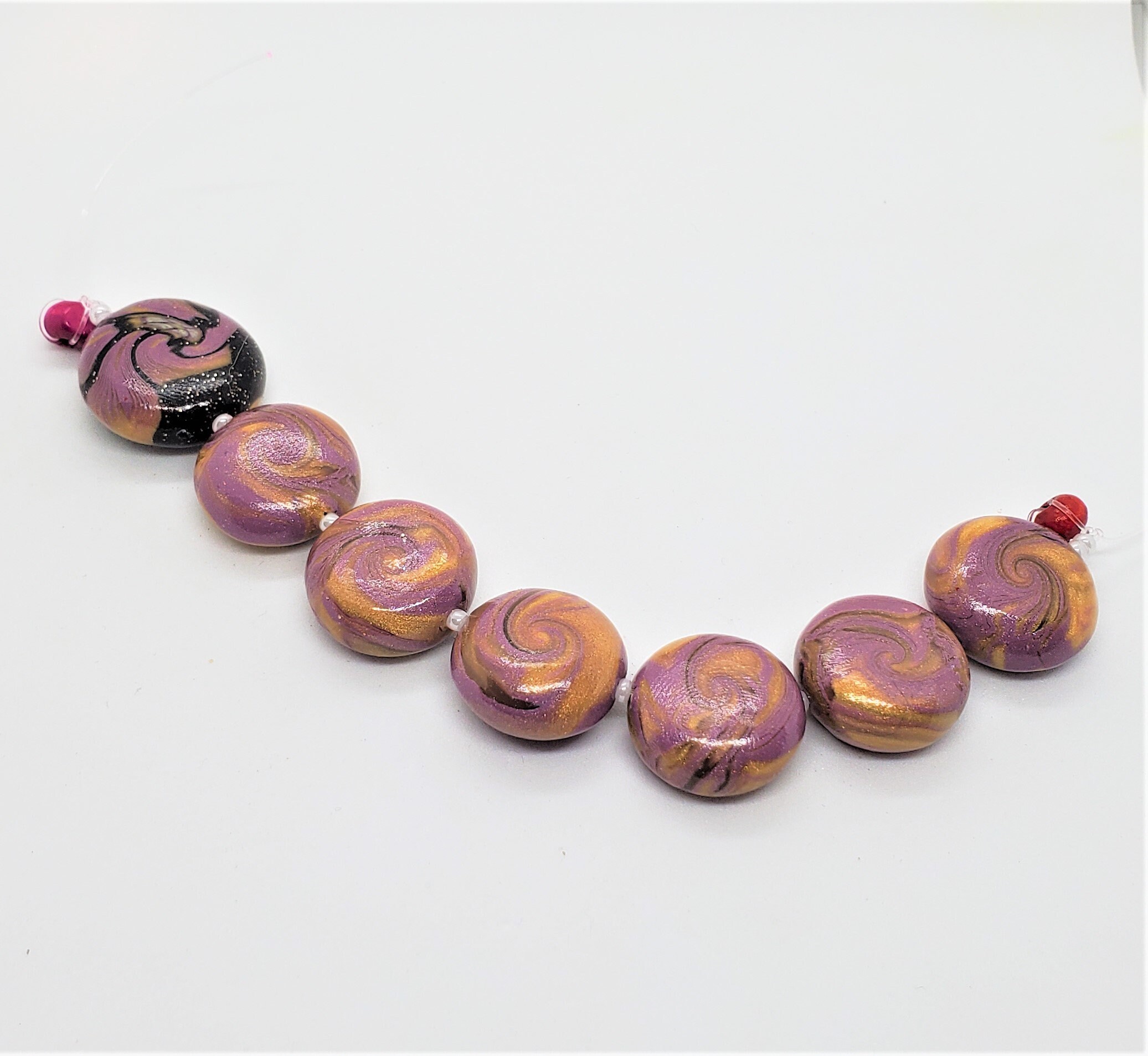Elegant Purple Glass Beads for Jewelry Making, 8mm Polished Round Beads for  Necklace, Swirl Beads, Purple Marble Beads