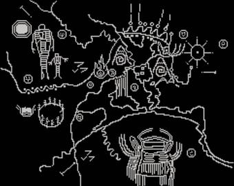 DIGITAL PDF DOWNLOAD: Twin Peaks Cross Stitch Pattern Map to the Black Lodge - Twin Peaks Owl Cave Cave Painting; Twin Peaks Owl Cave Map