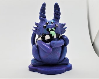 Polymer Glay Galaxy Monster; Handmade Monster Figure; Monster Figurine; Cute Monster Figure; Galaxy Colored Monster; Purple and Blue Monster