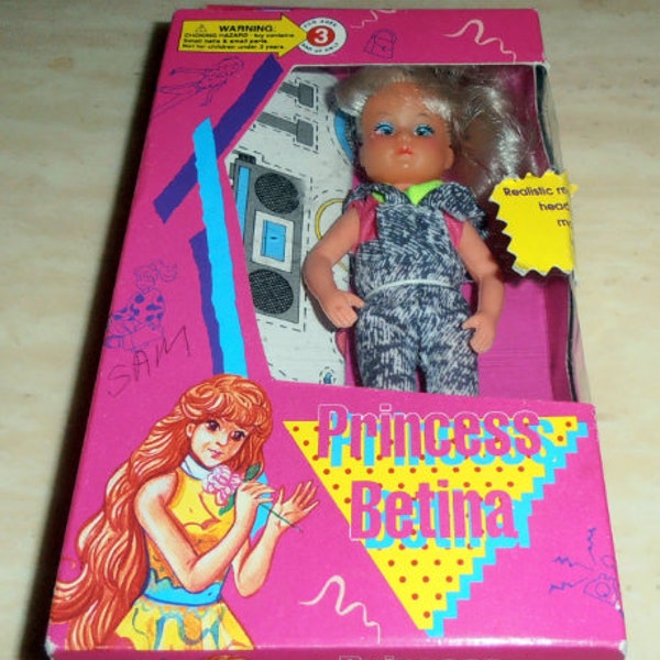 Princess Betina Posable Doll - Comb Silky hair - Girl Vintage Doll, Vintage Barbie - NEW in box, Girl Gift, Epsteam