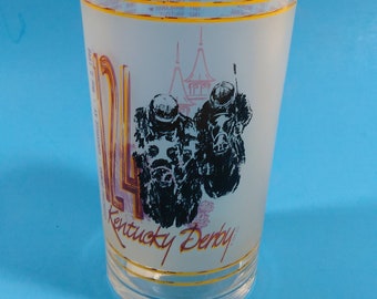 Vintage 1998 Kentucky Derby Glass 124th Running Churchhill Downs Frosted Tumbler Barware