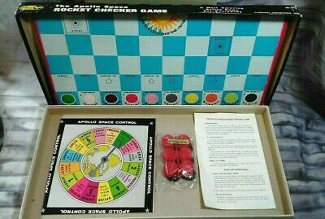 The Apollo Space Rocket Checkers Vintage Boardgame Abstract Etsy