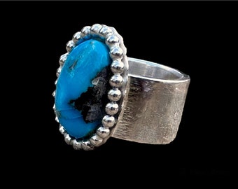 Morenci Turquoise and Sterling Ring size 6