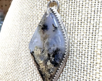 Plume agate in sterling silver setting