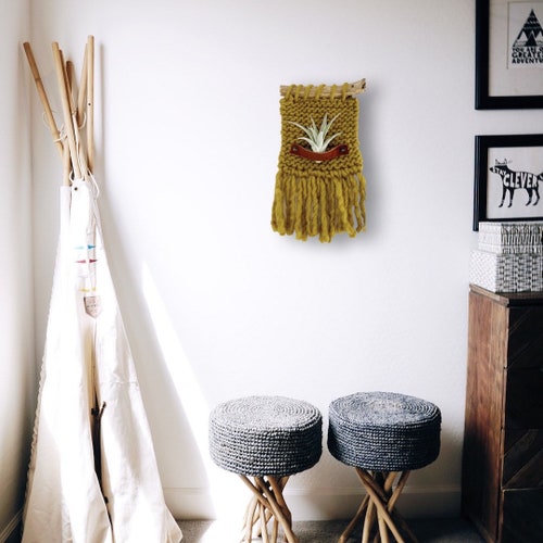 Knit Wall Hanging Home Decor Wall Hanging Knitted Fiber Etsy