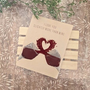Je t'aime un peu plus que du vin Carte imprimable DIY Cartes téléchargeables drôles vierges lot de 2
