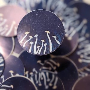 Mystical Midnight Mushroom Handmade vinyl phone grip stickers