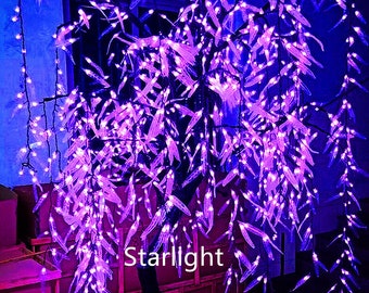 8ft/2.5m Artificial Outdoor Willow Weeping LED Light Tree Christmas Holiday Wedding Decor Red Blue Green Pure White Warm White Purple Option