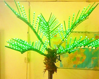 Palmera de coco con luz LED verde de 7,5 pies, árbol tropical artificial para exteriores, resistente a la lluvia, para bodas, vacaciones, hogar, jardín, regalo de Navidad