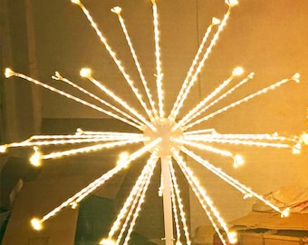 Warm White LED Starburst Light Fireworks Light Christmas Tree Light Decoration 6.5ft/2m Height Outdoor Garden Light Yard Holiday Gift Light