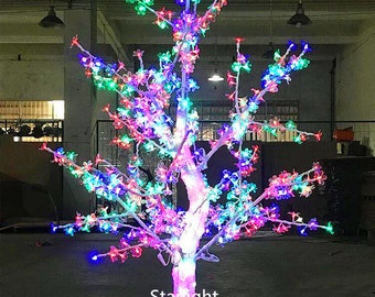 5ft LED Crystal Christmas Light Cherry Blossom Tree 480pcs LEDs on Branches + 72pcs LEDs in Trunk 9pcs Colors for Option Holiday Room Decor