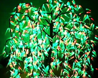 6.5ft RGB Color Change LED Artificial Willow Weeping Tree Outdoor Handmade Waterproof Christmas Holiday Light Home Wedding Garden Decoration
