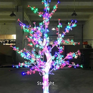 5ft LED Crystal Christmas Light Cherry Blossom Tree 480pcs LEDs on Branches + 72pcs LEDs in Trunk 9pcs Colors for Option Holiday Room Decor