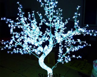 White 5ft Indoor and Outdoor LED Artificial Christmas Tree Cherry Blossom Light Home Halloween Wedding Living Room Night Light Rainproof