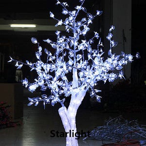 1,5m Outdoor LED Kristall Kirschblüten Baum Klare Blume + Klares Blatt Home Party Hochzeit Garten Weihnachtsbaum Licht Dekor Regenfest