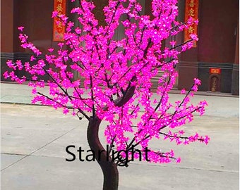 7ft Handmade LED Simulation Cherry Blossom Tree Light with Artificial Natural Trunk Christmas Tree Wedding House Holiday Night Light