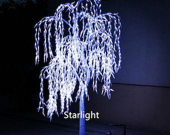 7ft White LED Simulation Weeping Willow Tree Light Christmas Tree Artificial Natural Trunk Housewarming Home Holiday Wedding Night Light