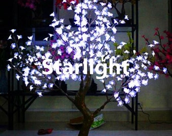 Outdoor LED Simulation Cherry Blossom Tree with Artificial Natural Trunk 1.5m/5ft 480pcs LEDs Pure White LEDs + New Type Clear Flowers