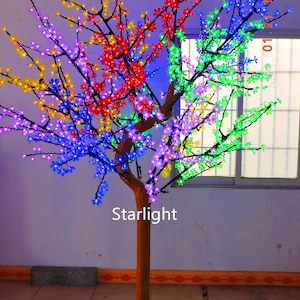 7.5ft Simulation LED Christmas Cherry Blossom Tree with Artificial Natural Tree Trunk Mixed Color Outdoor Use for Rainproof 1,152pcs LEDs