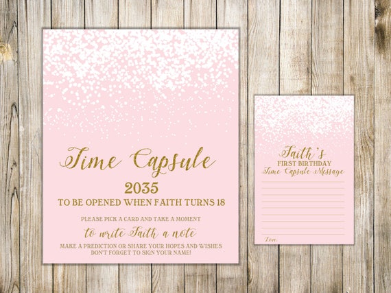 Pink Gold First Birthday Time Capsule Time Capsule Sign Etsy