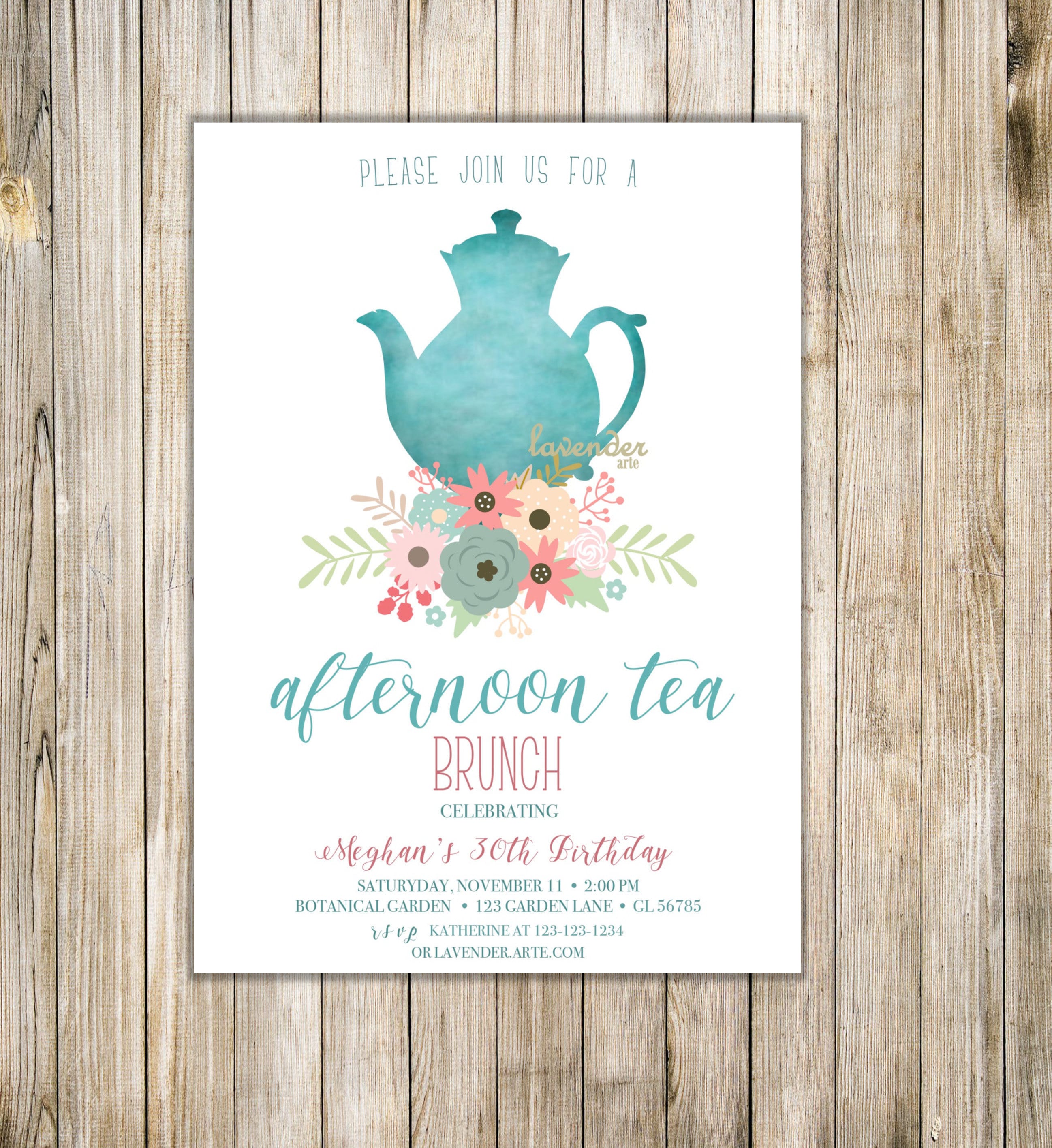 HIGH TEA INVITATION Bohemian Afternoon Tea Invite Women 30th Etsy