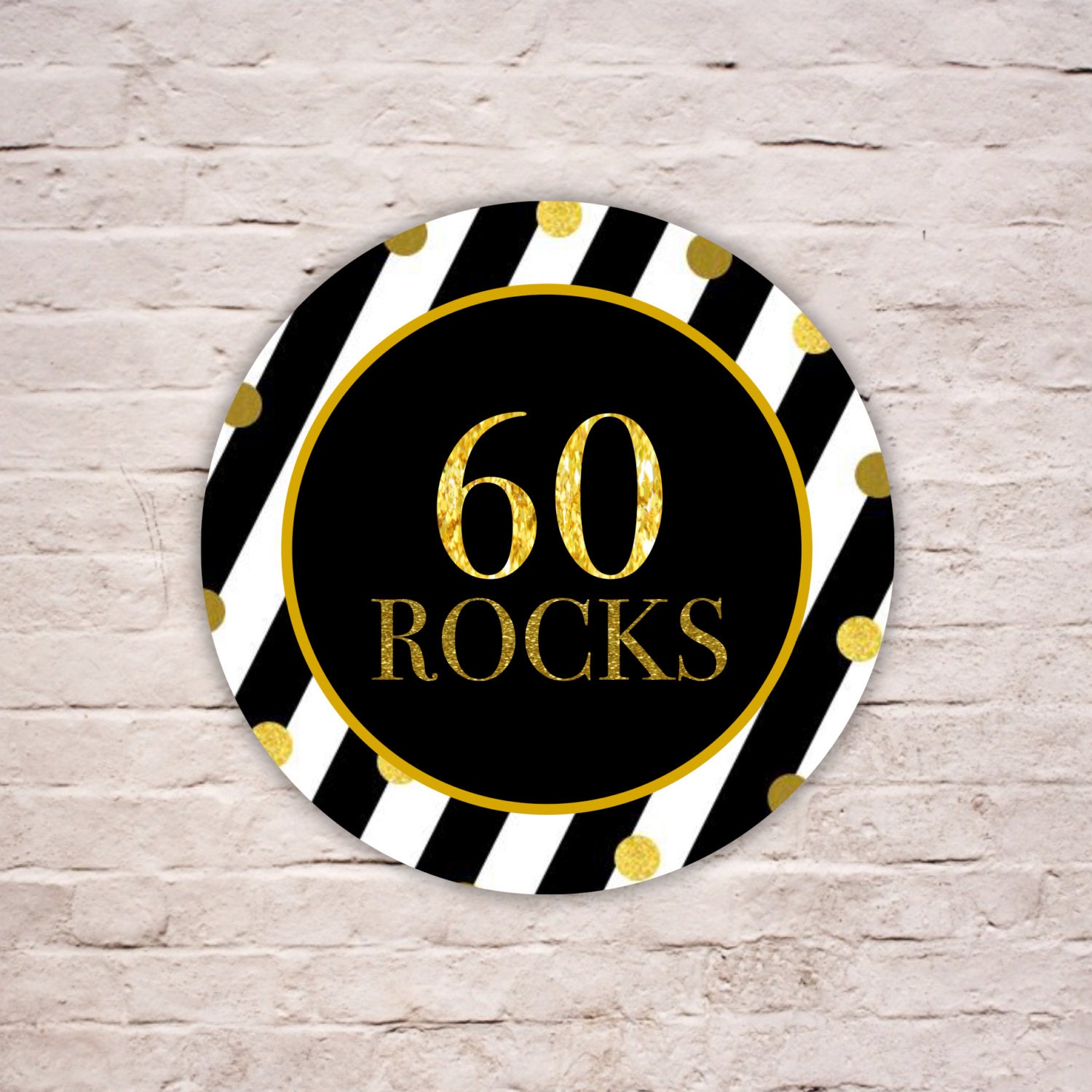 Digital Sixty & Fabulous Labels, Gold Glitters 60th Birthday Label