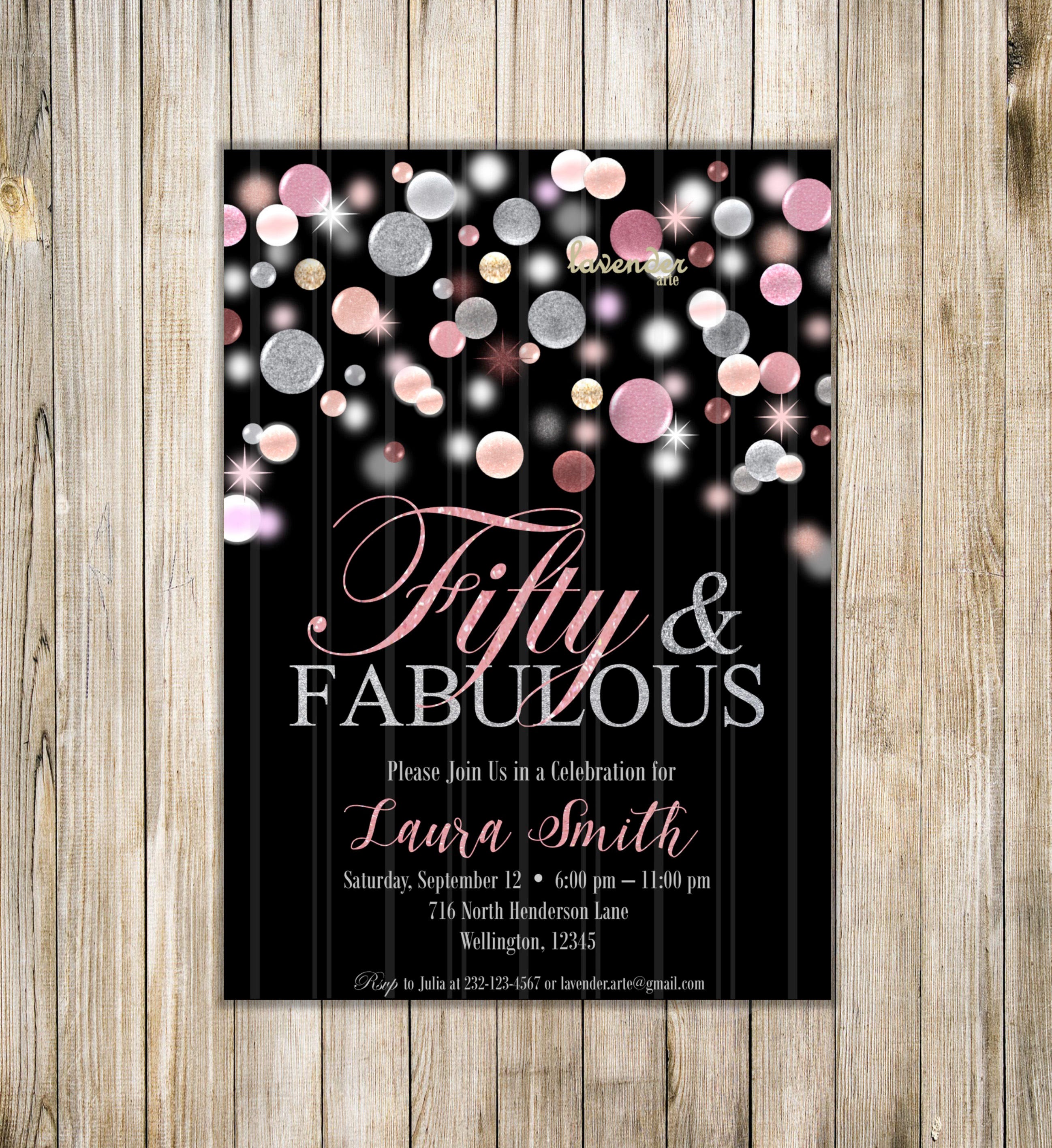 FIFTY and FABULOUS BIRTHDAY invitation 50th Birthday Invite | Etsy