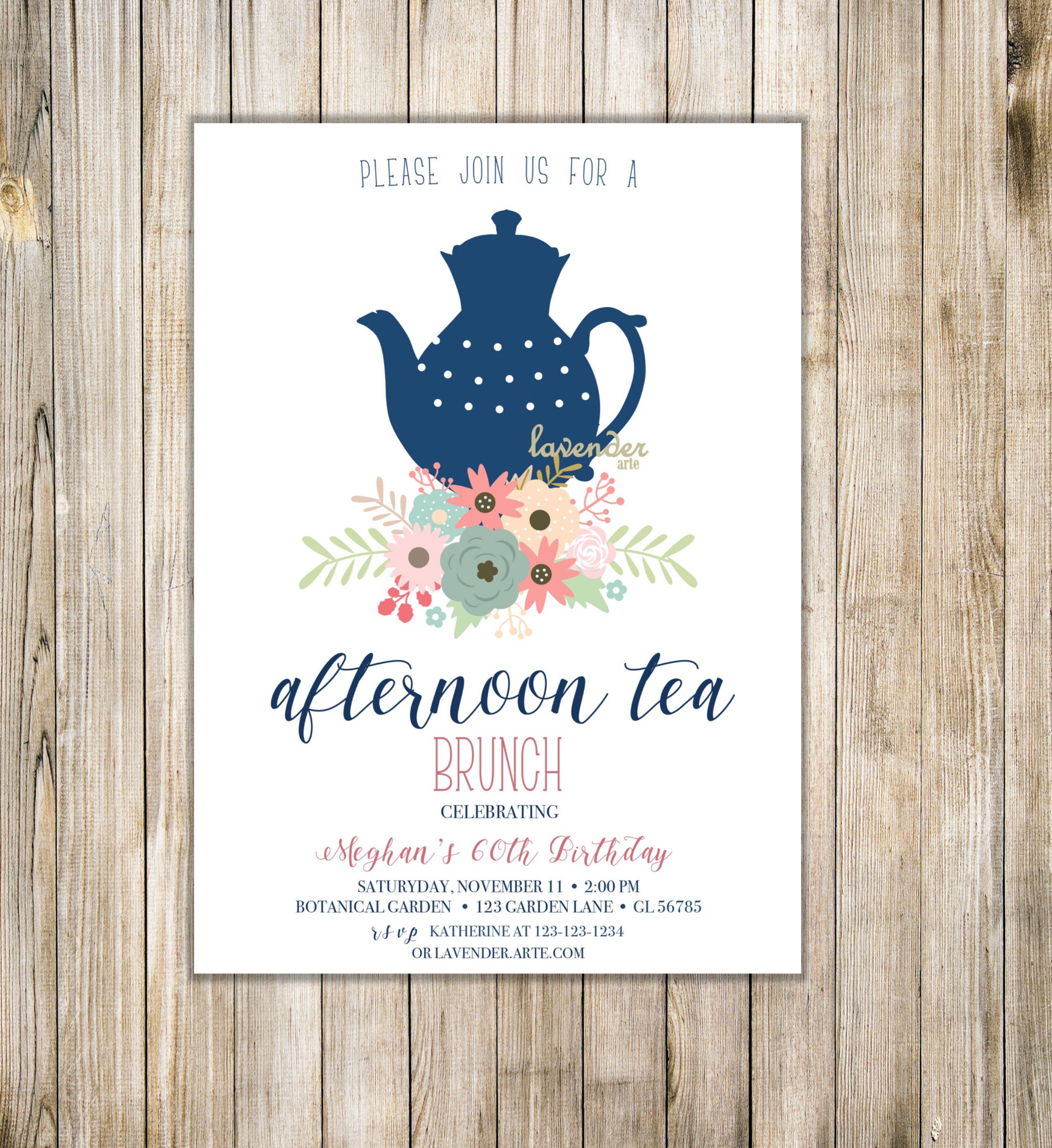 High Tea Birthday Invitation High Tea Birthday Invitation